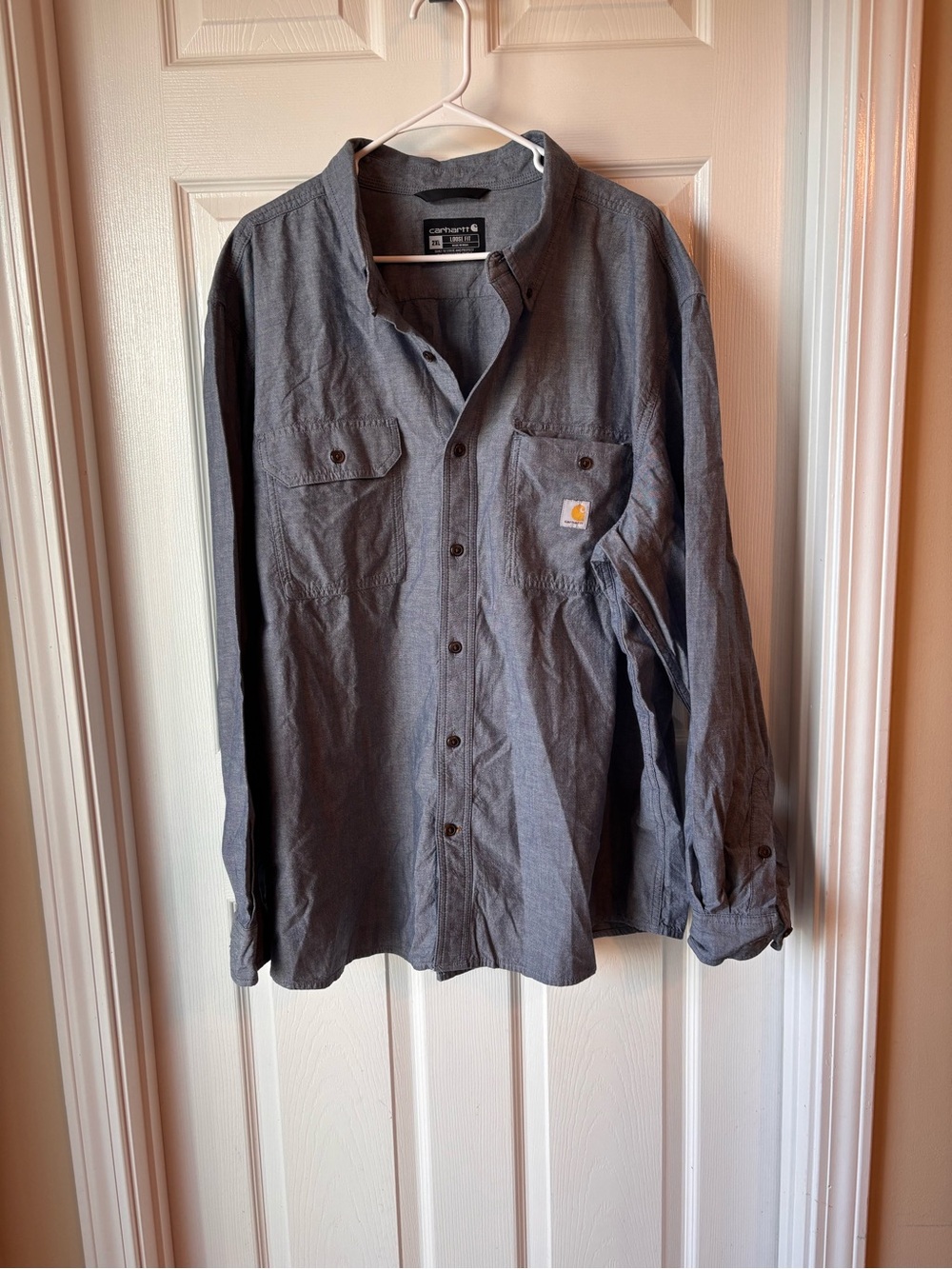 Carhartt Men’s Long-Sleeve Work Shirt in Charcoal Gray XXL